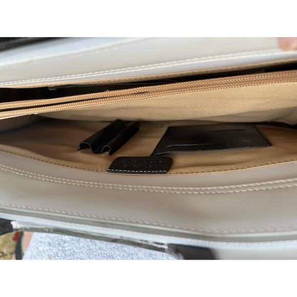 Daniela Moda Black / white Leather Handbag Dual Handles Tote Shoulder Strap NWT - Picture 9 of 16